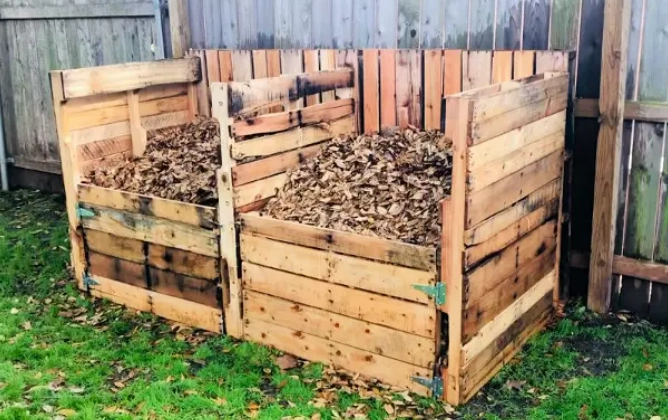 lining a pallet compost bin