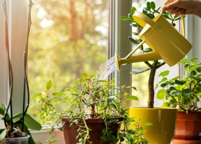 how to water indoor plants